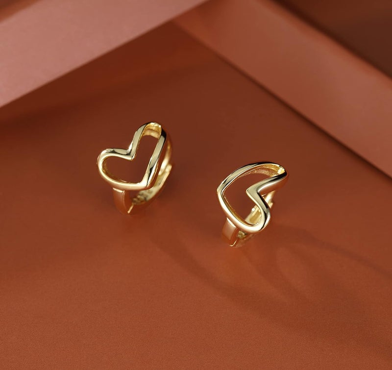 Reffeer Solid 925 Sterling Silver Love Heart Hoop Earrings for Women Teen Girls Heart Hoop Earrings Love Huggie - Image 4